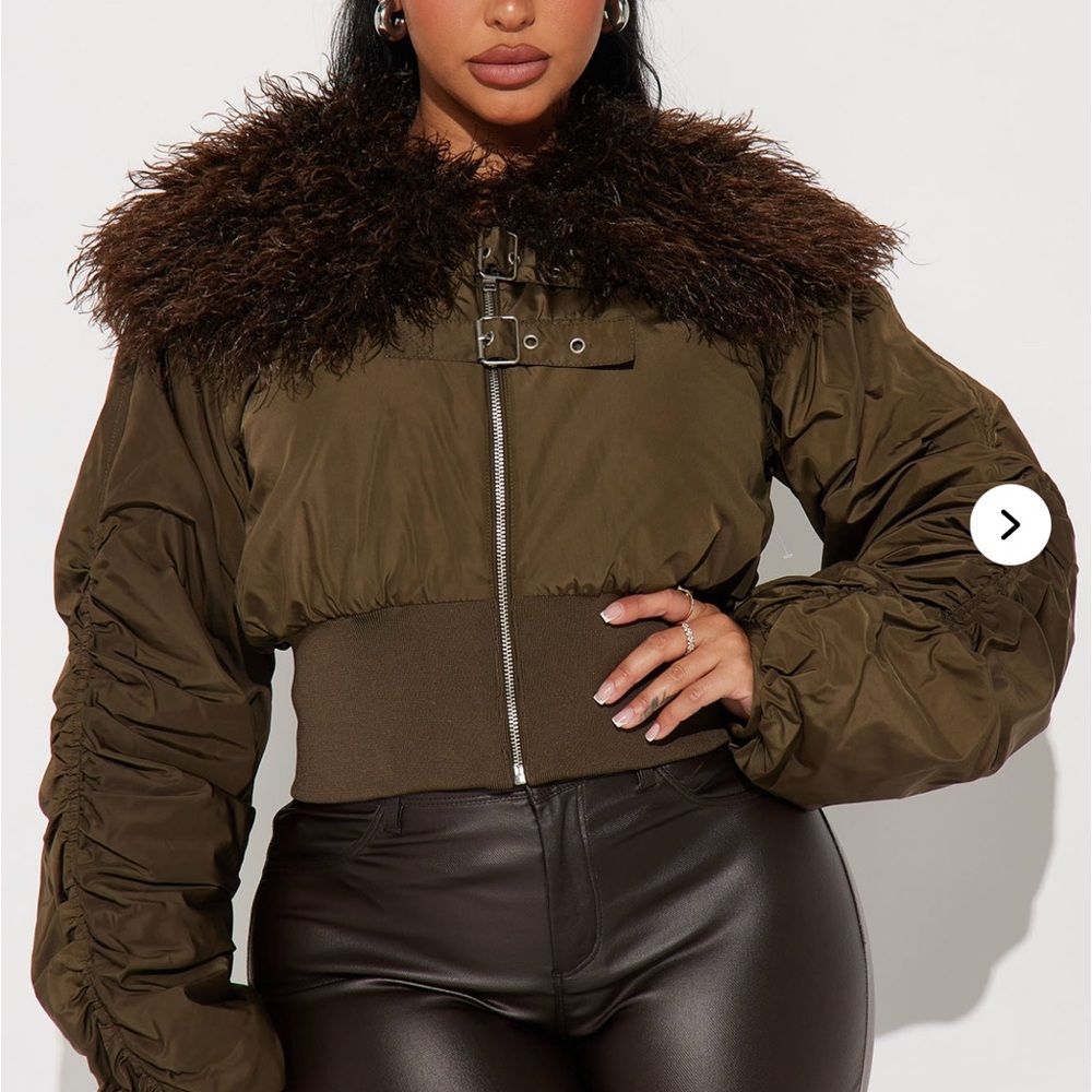 Women's Brown Fur Collar Jacket